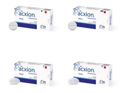 Boxes of Acxion tablets, a phentermine weight loss medication